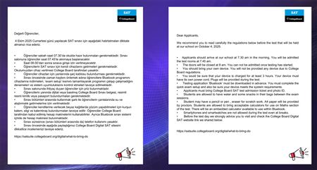 4 Ekim 2025 SAT Sınavı Duyurusu