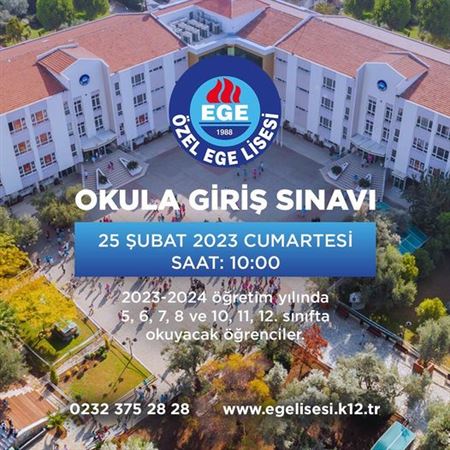 Özel Ege Lisesi Okula Giriş Sınavı Başvuruları Başladı