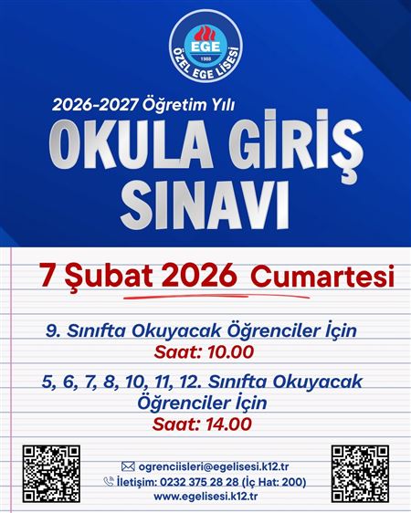 Özel Ege Lisesi Okula Giriş Sınavı